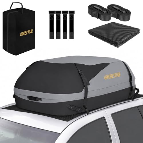GADLANE Auto Dachtasche 400L Wasserdicht Dachbox für Autos & SUV mit oder ohne Dachträger mit 4 stabilen Gurten Anti-Rutsch-Matte Aufbewahrungstasche (Grau)