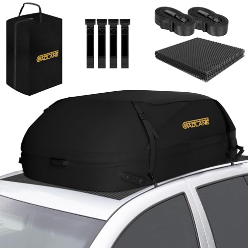 GADLANE Autodachtasche, 400 l, wasserdichte Dachboxen für Autos mit 6 stabilen Gurten, Anti-Rutsch-Matte und Aufbewahrungstasche, Schwarz